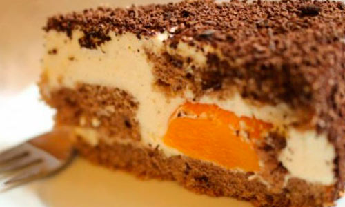 Пошаговый рецепт приготовления шоколадного торта с персиками