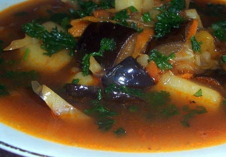 Пошаговый рецепт приготовления томатный суп с баклажанами